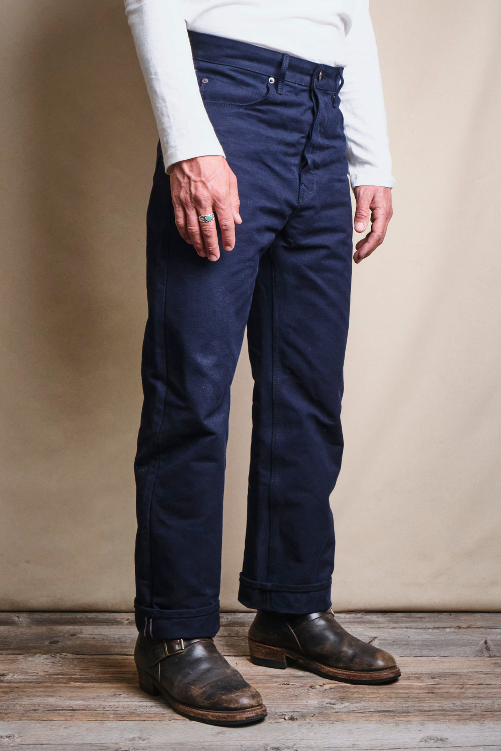 FREENOTE Modesto Workwear Cut 15oz Navy Canvas