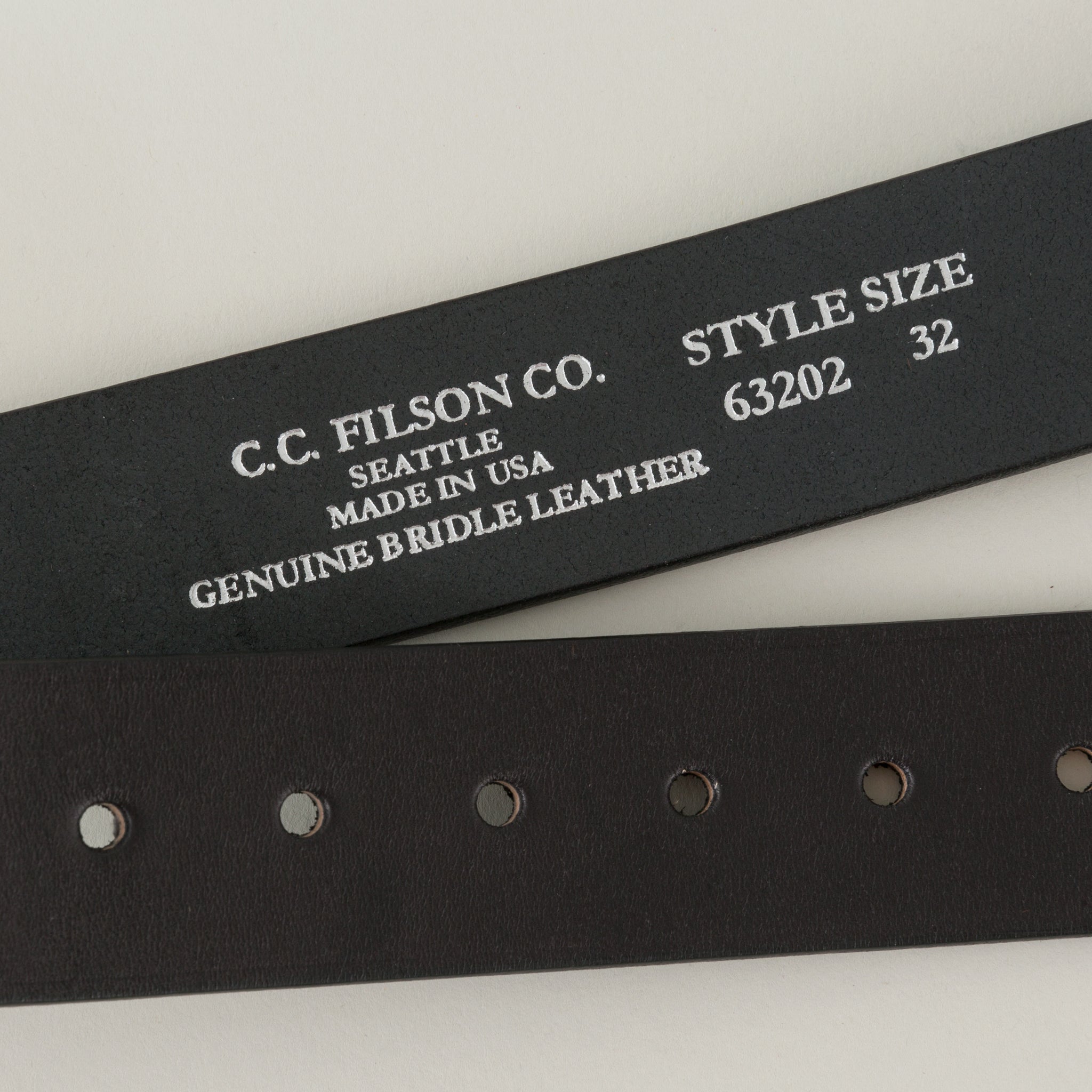 No. 5 Leather Cinch Belt - Italian Bridle Leather - Black Leather with Stainless Steel, Large - Fits Sizes 34 - 42