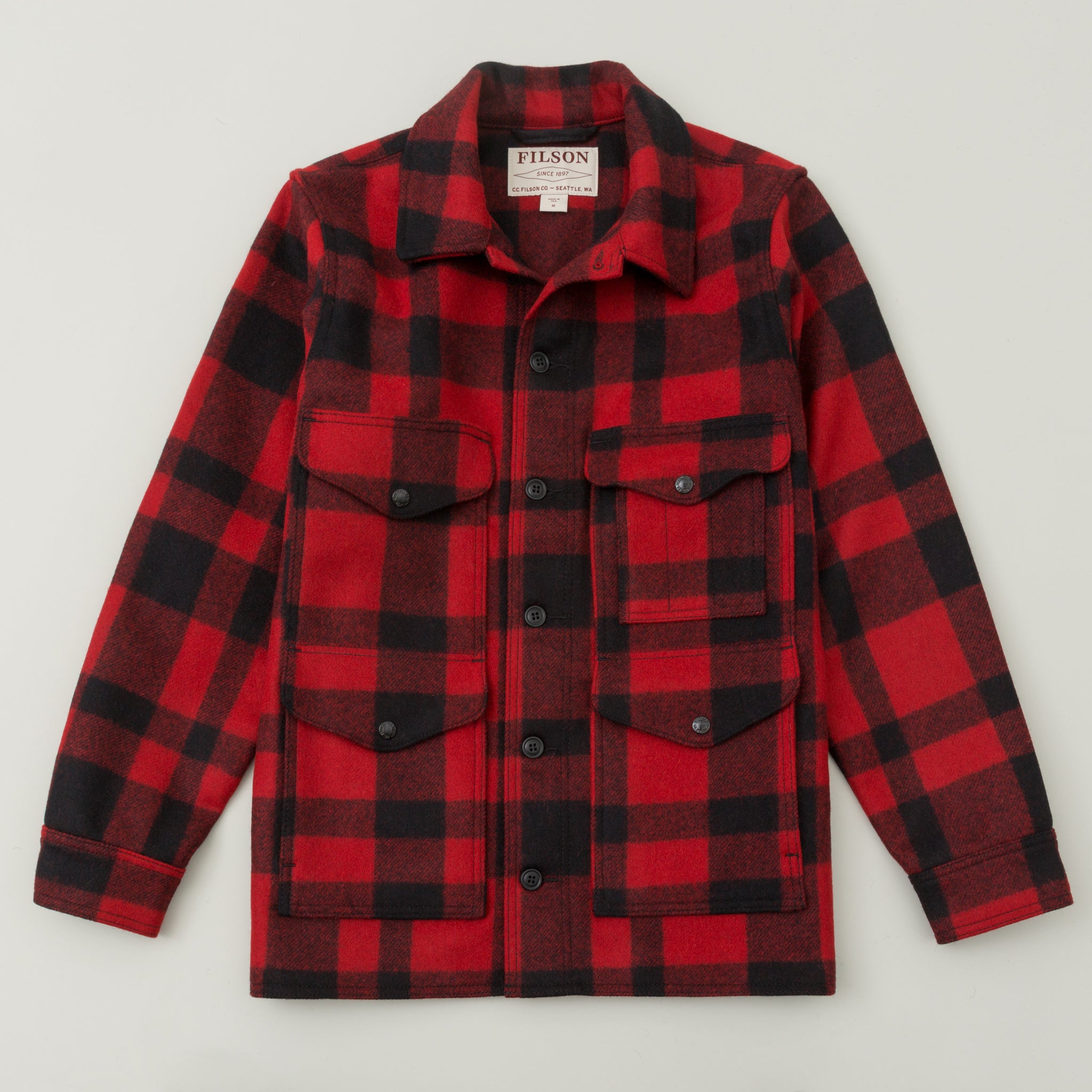 Mackinaw Wool Cruiser Jacket, Red / Black Plaid - The Stronghold