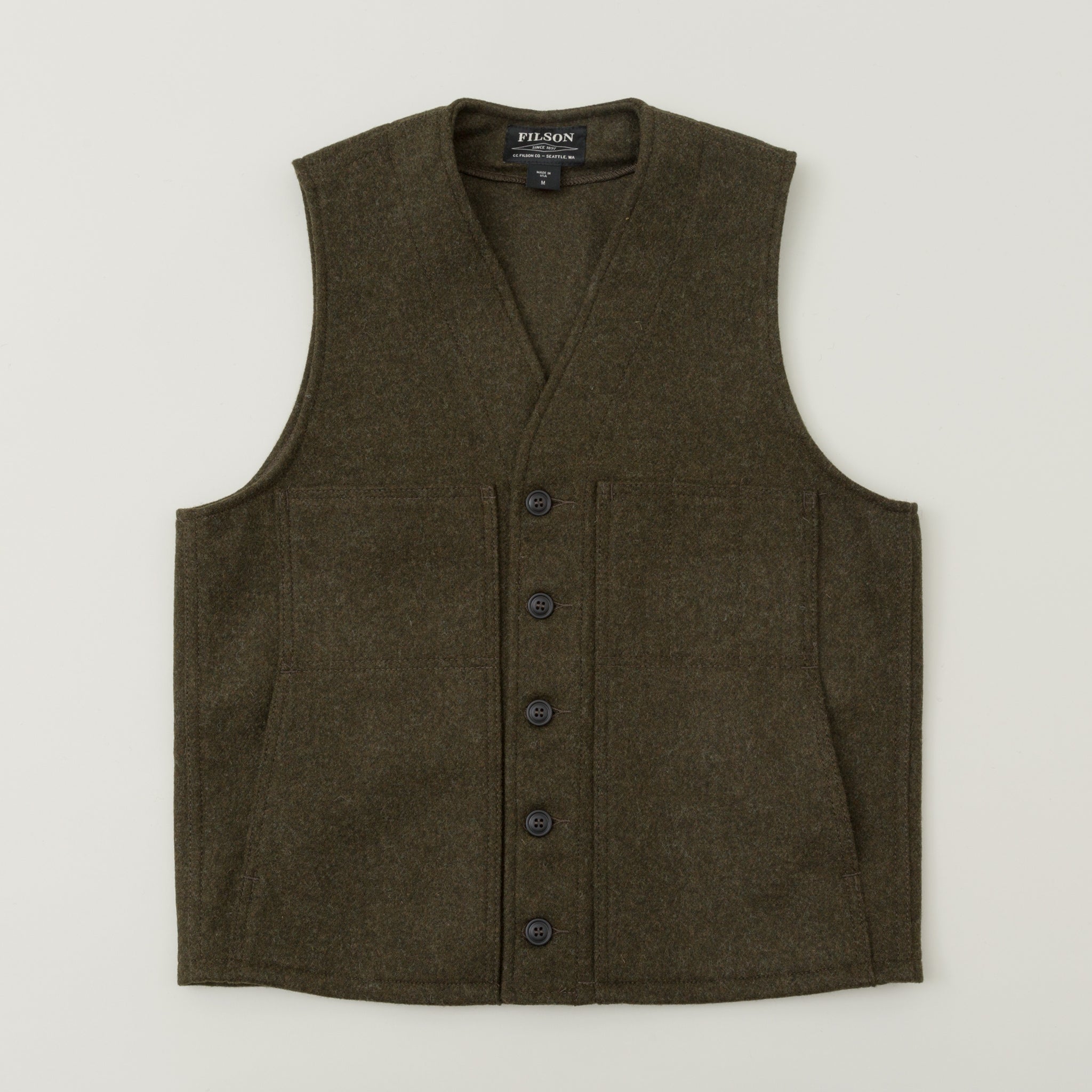 Mackinaw Wool Vest, Forest Green